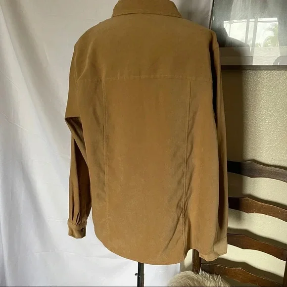 Vintage White Stag button down Shirt Jacket shacket Tan with Stretch - Picture 7 of 9